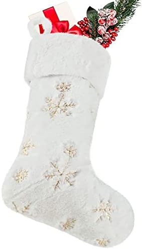 Бродирани със Злато и сребро, Коледни Чорапи, под формата на Снежинки, Подарък чанта, Коледна Украса, Коледни