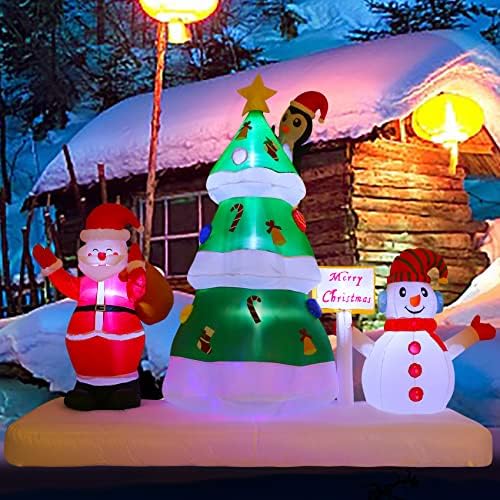 6-подножието Коледни Надуваеми Играчки Външни украшения Коледно дърво, снежни човеци и Дядо Коледа е в комбинация