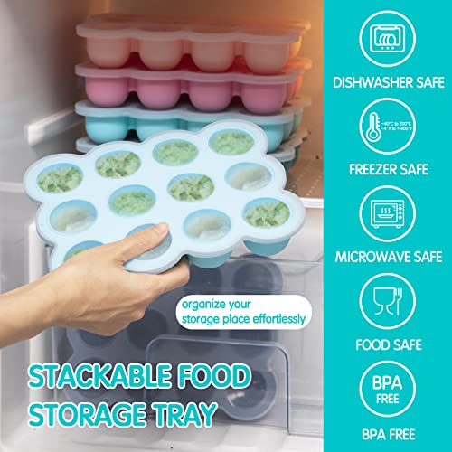 Контейнер за съхранение на бебешка храна - Силиконов тава за замразяване на детска храна / в 12 чаши с Прозрачен капак, хранително-вкусовата