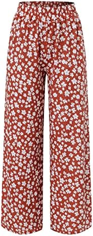 ETHKIA/ Дамски Панталони с висока талия, Пролетно-Летни Дамски Панталони с Фин Цвете, Свободни Ежедневни Панталони с Широка