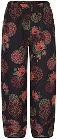 Летни Скъсяване на Панталони капри, за жени, Дамски Удобни Панталони за Йога в стил Бохо с Флорални Принтом,