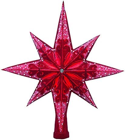 Коледно Декоративно Навершие Christopher Radko от Европейския Стъкло Ръчна изработка, Ruby Звезда