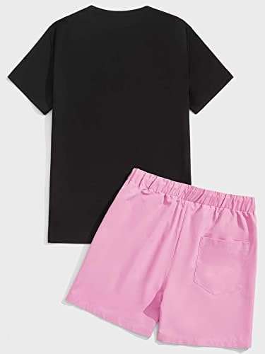 Мъжко облекло от две части, Мъжка тениска с японски букви и цветисти принтом и къси Панталони с завязками на талията