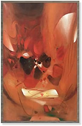 Virtuoa-Art Вертикална Ръчно Рисувани с маслени бои - Червена Абстрактна Фэнтезийная Живопис Модерна Минималистичная Декоративна
