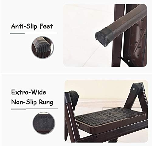 ZXZB 4-степенна сгъваема стремянка, лек многоцелеви преносим стоманена столче за домашна кухня, баня /Розов