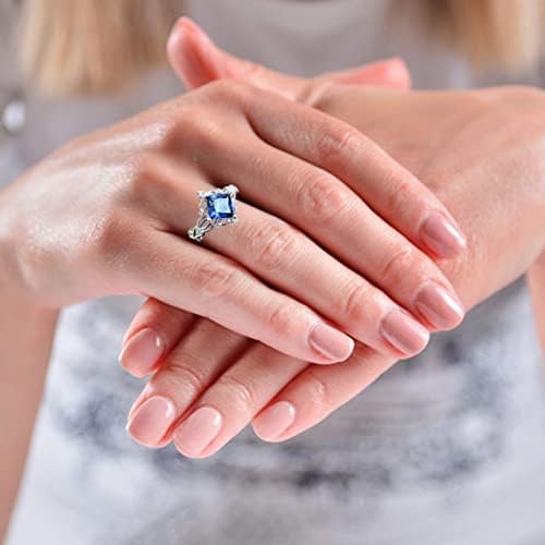 2023 Нов Пръстен Синьо Пръстен във формата на Сапфир Пръстен с Диамант Квадратно диамантен Пръстен с диамант Подарък един