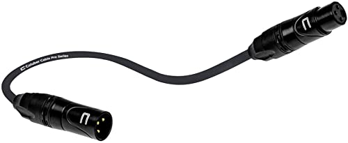Балансиран XLR кабел от мъжете на една жена - 0,5 фута (6 инча) от 3-Пинов конектор микрофонного кабел Black Pro за свързване