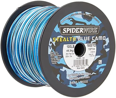 SpiderWire Stealth® Superline, Син Камуфлаж, 30 лири | 13,6 кг, 200yd | 182 м Ракита риболов линия, подходяща за