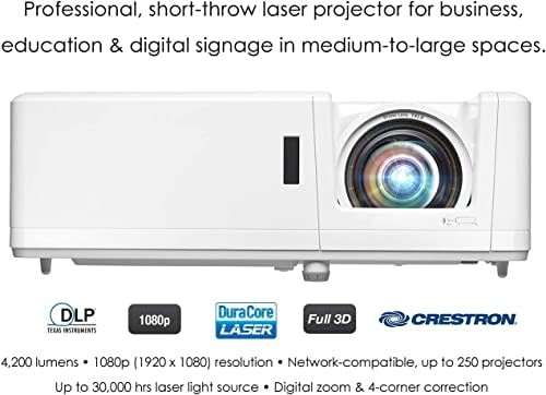 Професионален лазерен проектор Optoma ZH406STx с къс ход на Full HD | Лазерна технология DuraCore | Висока яркост 4200 лумена