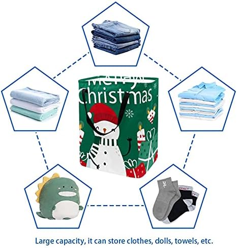 Весела Коледа Снежен Подарък Свещи, Зелена и Червена Кошница за Дрехи, Сгъваема Кутия За Съхранение с Дръжка