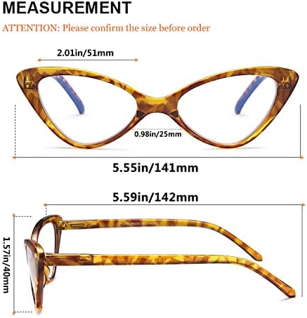 Дамски очила за четене EYEURL в опаковка от 4 теми, Модни Очила Котешко око, Блокер Синя светлина, с кутия пролетта