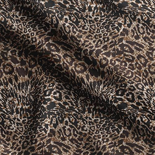 Памучен трикотажная плат Soimoi, кърпа с принтом от кожата на леопард и тигър, ширина 58 см, тъмно-кафяв