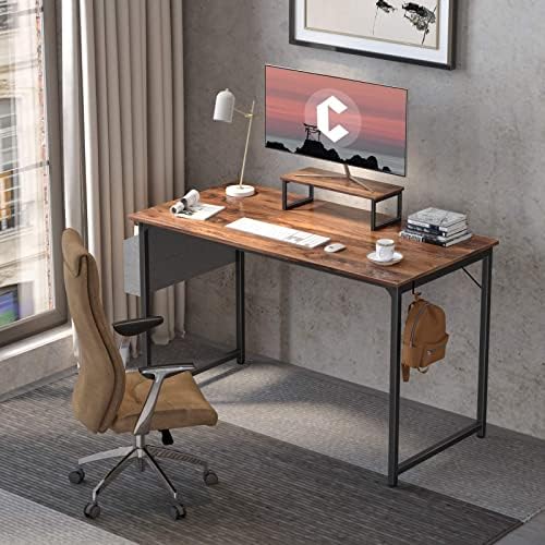 Компютърна маса Cubiker 47 инча, бюро за домашния офис, студентски работно бюро с малка масичка и чанта за съхранение,