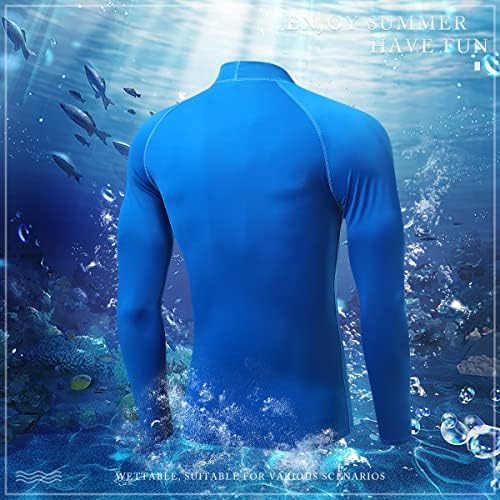 TERODACO Мъжка Риза за плуване с Защита От Обрив с Дълъг Ръкав UPF 50 + UV Sun Protection, Бързосъхнеща Компресиране Риза-Рашгард