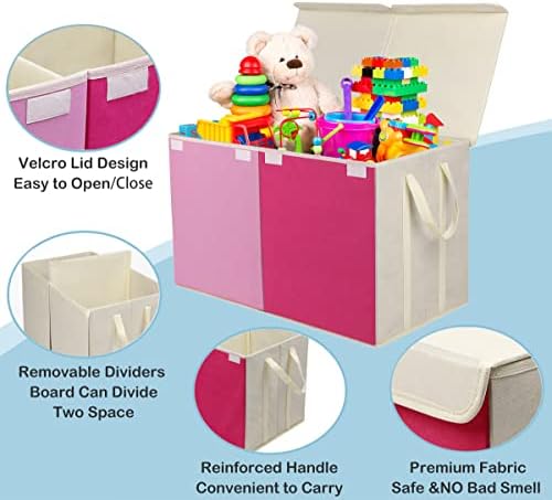 Сандък за детски играчки, VICTORICH, Сгъваеми Здрави Кутии за съхранение с Капак, Много Големи Чекмеджета-Организаторите