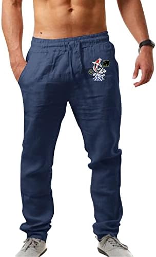MIASHUI Мъжки Цветни Мъжки Панталони са Модерни Ежедневни Панталони с принтом и джобове Дантела Панталони Големи