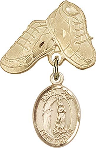 Детски икона Jewels Мания за талисман на Свети Зоя Римската и игла за детски сапожек | Детски икона от 14-каратово злато