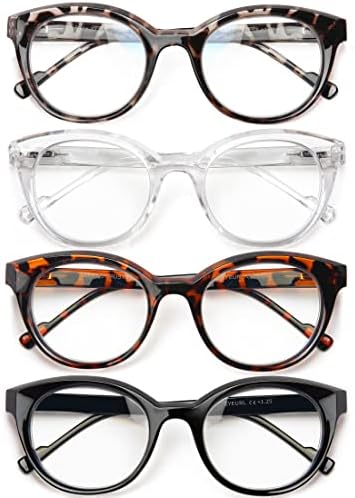 EYEURL 4 Опаковки Очила за четене, за Жени, Мъже, Реколта Очила За Четене, Анти-Синя Светлина, Блокиране на Компютърни Очила