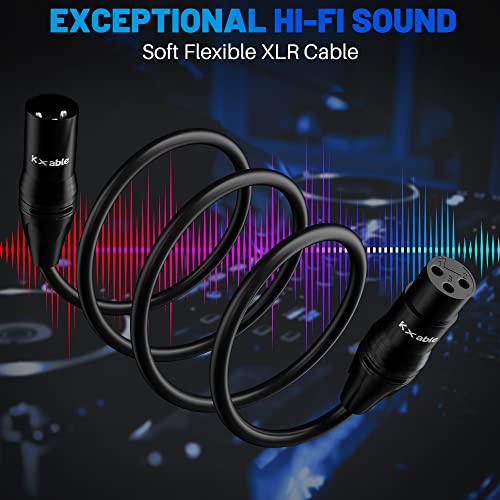 Кабел XLR микрофон 50 Фута (6 опаковки, с различни цветове), Издръжлив и Гъвкав кабел, 3-пинов Екраниран Балансиран микрофон
