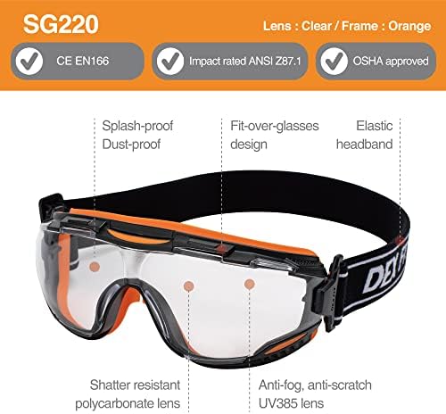 Защитни очила ДЕКС FIT Safety SG220; Защита от замъгляване и надраскване, за защита на очите Z87, регулируеми