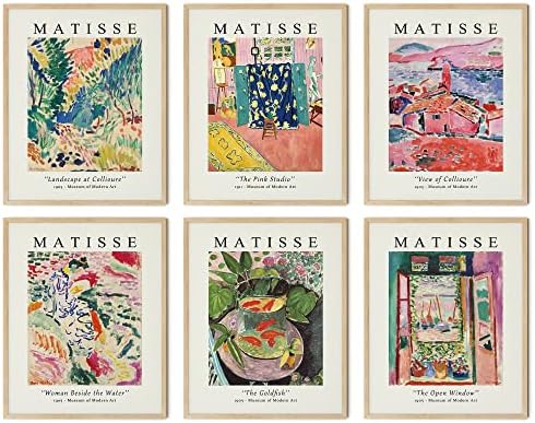 Gatcvbiao Matisse Стенно изкуство, Естетически, плакати, Комплект от 6 Плакати Матис, Гравюри Матис, Изкуството на Анри Матис,