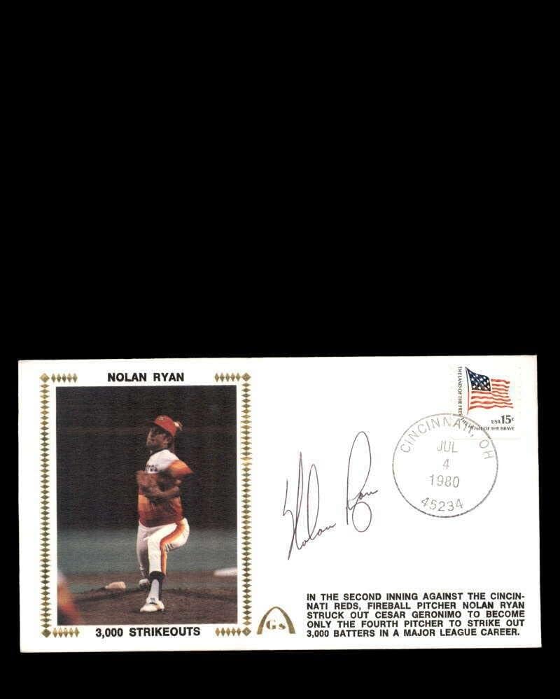 Нолан Райън PSA ДНК Coa Автограф Собственоръчно Подписани 1980 3000 K ' s FDC Cache - Издълбани подпис MLB