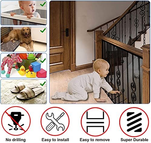 JIFTOK 2 Комплекта Детски порта за стълби, Огради, парапети, за деца, за домашни любимци, играчки, 2 Комплекта Защитна