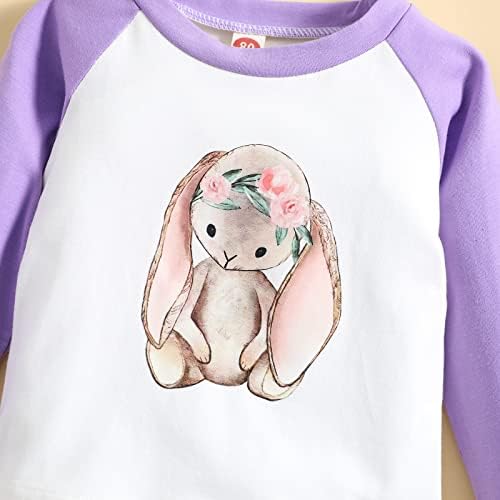 Тениска с Великден заек за Малки Момичета и Момчета, Сладък Заек Багер, Графичен Raglan, Пуловер С дълъг ръкав, Тениски,