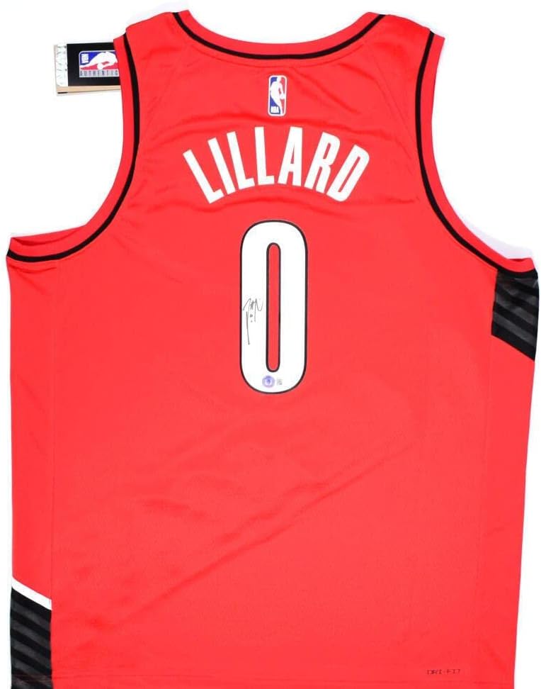 Дамян Лиллард Подписа фланелка Trail Blazers Найки Swingman Red с надпис -BA W Holo - Тениски НБА с автограф
