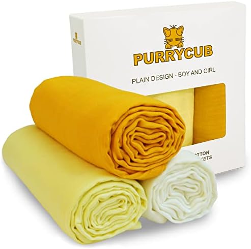 Муслиновые скъпа промяна одеяла Purrycub, 3 опаковки - Детски Одеала Унисекс от бамбук и памук - Простото детско пеленальное