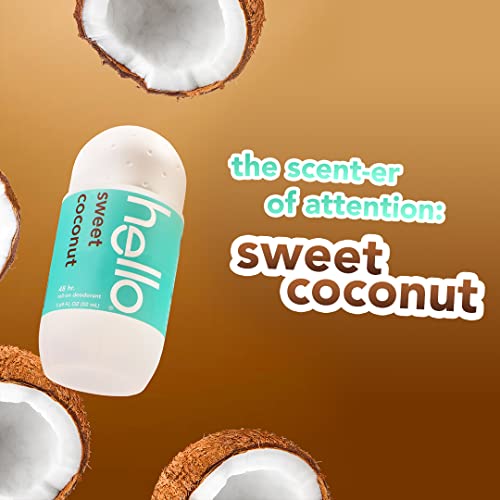Дезодорант Здравей, Sweet Coconut Roll On, Дезодорант без алуминий за жени и мъже, на 48-часова Нелипкая формула,