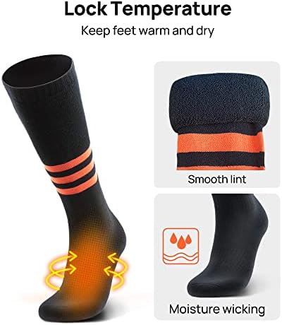 Зимните ски чорапи MARYSTI, 1 чифт, за каране на ски, Сноуборд, Чорапи за спорт на открито - Черен и Оранжев L