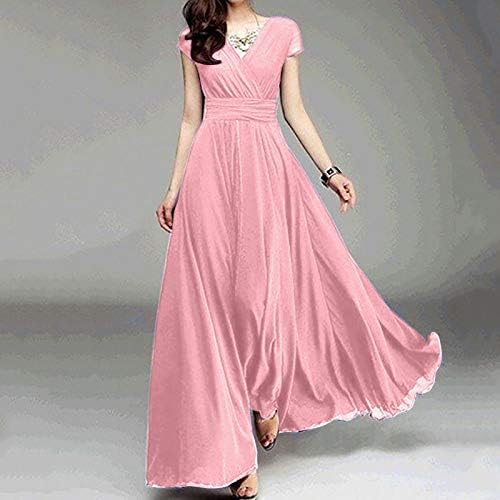Женствена рокля макси голям размер с V-образно деколте, обикновена летни рокли за жените, шифоновое вечерна рокля