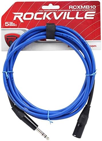 Rockville RCXMB10BL 10' Штекерный кабел REAN XLR-1/4 TRS Синьо Мед