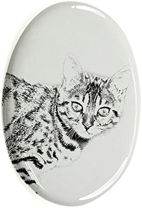 Арт Дог Оод. Бенгальское, Овално Надгробен камък от Керамични плочки с изображение на котка
