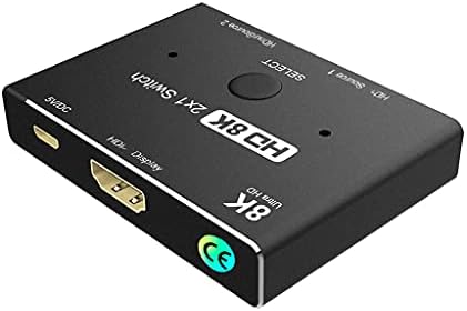 ZYZMH HDMI Switcher 2.1-Съвместим адаптер-прекъсвач 2 в 1 с сверхскоростным изход 48 gbps с бутон за превключване на за HDTV