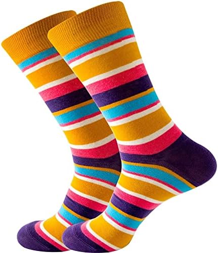 MFCHY Цветни Райета Мъжки Чорапи с Геометричен Модел, Градиентные Улични Чорапи със Средна Дължина, Ежедневни Памучни