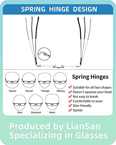 LianSan 2 Двойки Компактни Очила за четене за Жени, Минимализъм, ултра-леки, Тънки Джобни Очила за Четене с Преносим