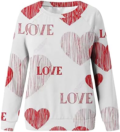 PIMOXV Пуловер На Свети Валентин, Дамски Розов Hoody с принтом във формата на Сърце, добре облечени Празнична Блуза,