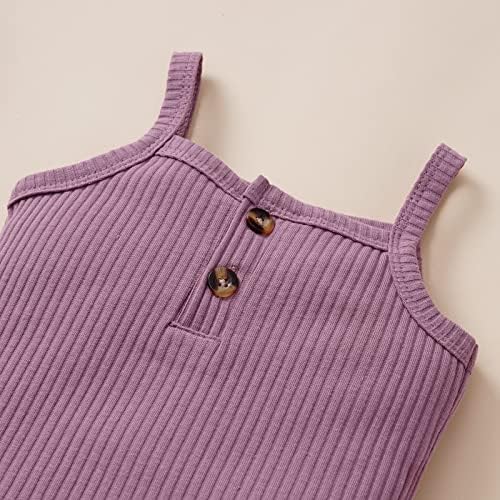 ADXSUN/ Облекло За бебета Момичета, Гащеризон спагети презрамки и Без Ръкави + Разкроена Панталони, Летни Дрехи за Бебета
