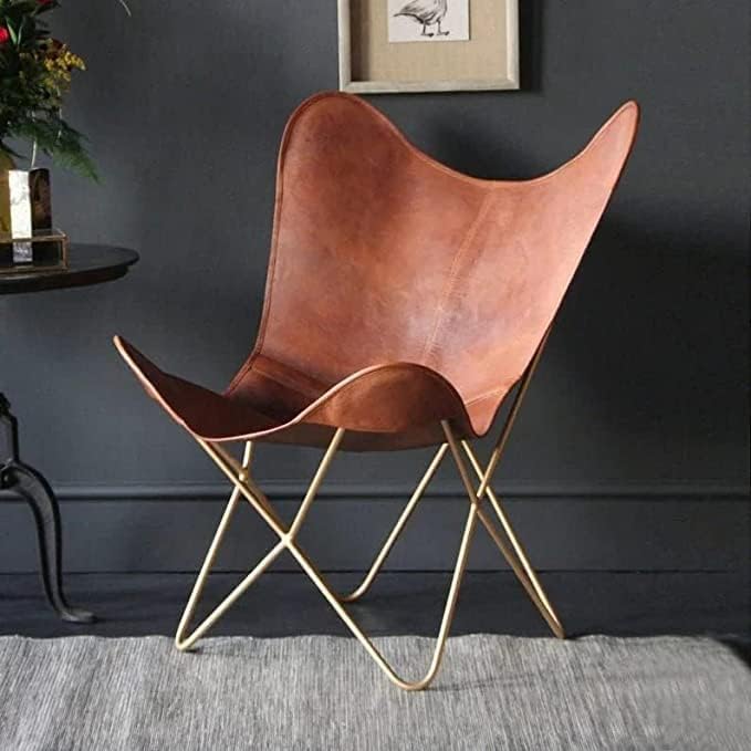 CraftShades Ретро Калъф за стол с пеперуда от кожа и подлакътници | Калъф за стол с пеперуда от Естествена кожа, Ръчна изработка