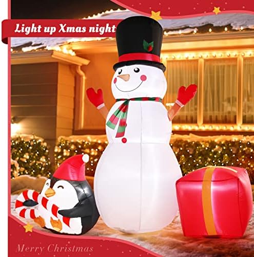 SOLEDI 6 фута Коледни Надуваеми Улични Украси, Надуваеми Коледна Украса за двора под формата на Снежен човек с