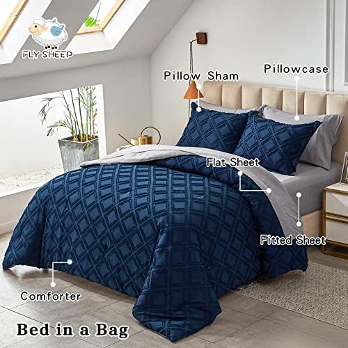 Комплект спално бельо Легло в леглото от 7 теми, Кралско одеяло с чаршафите, тъмно Синьо, меко, с бродерии,