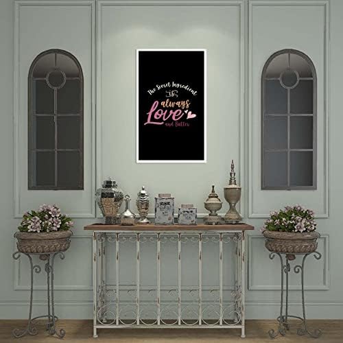 Кухненски Знак в дървена рамка, Тайната Съставка-Винаги Любовта и масло, монтаж на стена Декорация за Хол, Спалня,