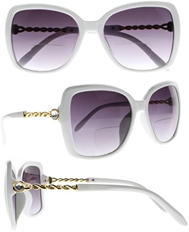 Елегантни Бифокални Кристали Квадратни Слънчеви Очила С Тъмни Лещи UV400 Очила за Четене Readers