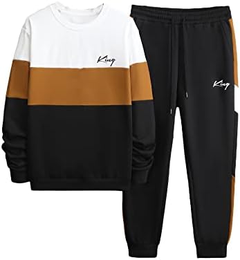 Мъжки дрехи WDIRARA от 2 теми, Hoody с писмото принтом под формата на Цветни блока и Спортни Панталони за експозиции, Комплект