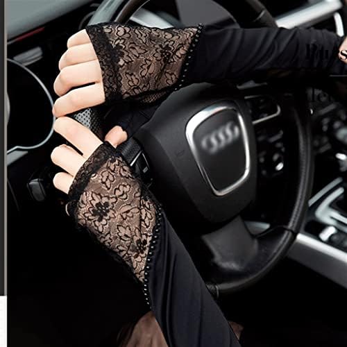 Летни ръкавици за шофиране, жените Armlets от Ледената Коприна, Дантела и Тънки Дълги ръкави (Цвят: B Размер: Дължина-57
