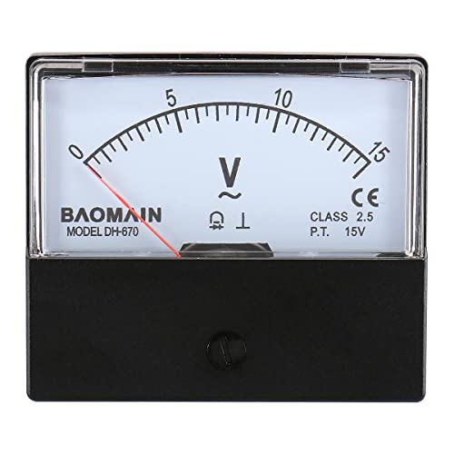 Baomain Волтметър DH-670 ac 0-15 В Правоъгълен Клас 2,5 Аналогов Панел Измерване на напрежение Волта