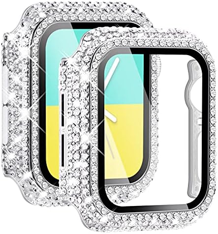 NewWays 2 опаковки на седалките Bling с защитно фолио за екрана, съвместим с Apple Watch 40 мм, напълно покрита с диаманти