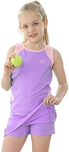Willit/Рокля за Тенис корт и Игрище за момичета, Детски Тенис Пола и Комплект за Бретелях, Памучен Облекло